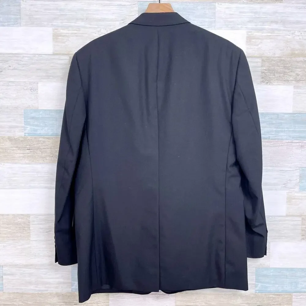 Jos A Bank Notch Collar Tuxedo Suit Black Mens 44R Jacket 40x31 Pleated Pants